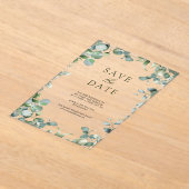Eucalyptus Wedding opslaan Datum Acryl Uitnodigingen (Laagn)
