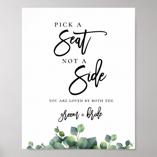 Eucalyptus Wedding Pick a Seat Not Side Poster (Voorkant)