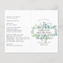 Eucalyptus Wedding Programme Greenery Leaves