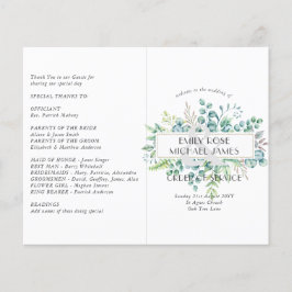 Eucalyptus Wedding Programme Greenery Leaves