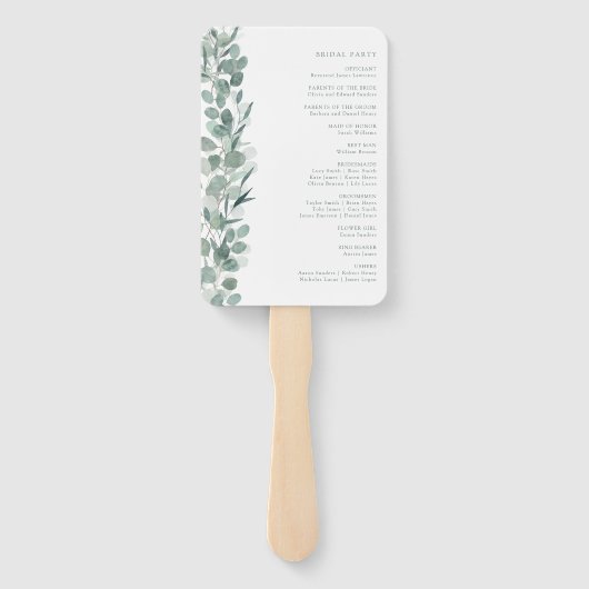 Eucalyptus Wedding Programme Handje Fan Handwaaier (Achterkant)