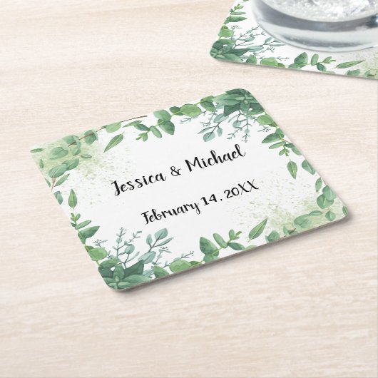 Eucalyptus Wedding pub custom onderzetter (Schuin)