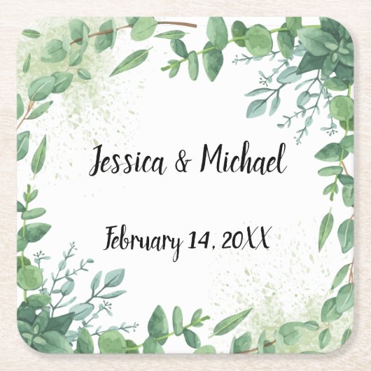 Eucalyptus Wedding pub custom onderzetter (Voorkant)