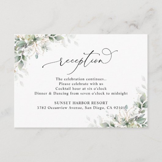 Eucalyptus  Wedding Reception Enclosure Cards Informatiekaartje (Voorkant)