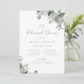 Eucalyptus Wedding Rehearsal Dinner Kaart (Staand voorkant)