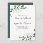 Eucalyptus Wedding Rehearsal Dinner Kaart<br><div class="desc">Deze moderne uitnodiging voor een repetitief diner is voorzien van waterverf eucalyptusbladeren.</div>