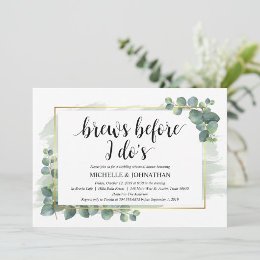 Eucalyptus Wedding Rehearsal Dinner Uitnodiging (Staand voorkant)