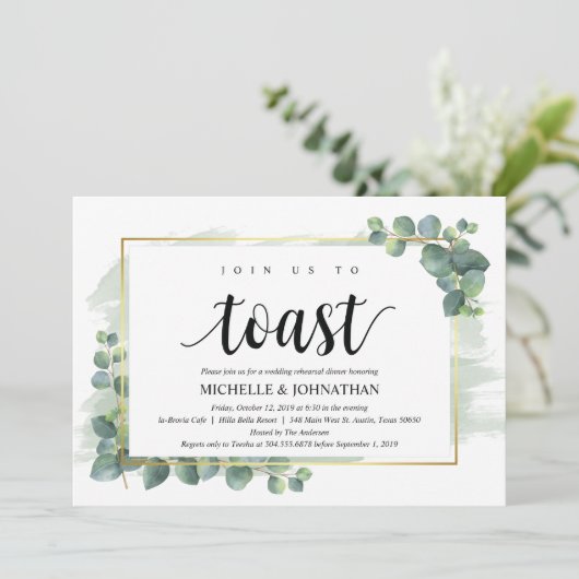 Eucalyptus Wedding Rehearsal Dinner Uitnodiging (Staand voorkant)