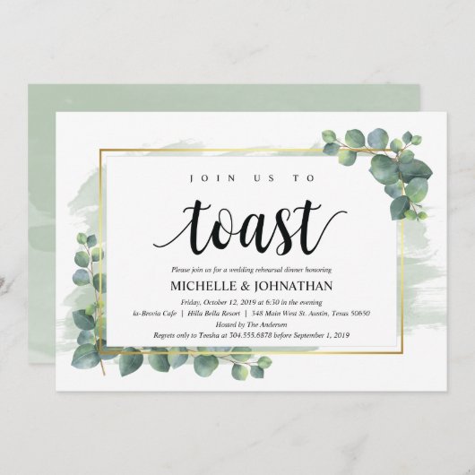 Eucalyptus Wedding Rehearsal Dinner Uitnodiging (Voorkant / Achterkant)