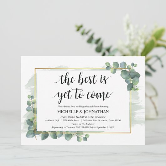 Eucalyptus Wedding Rehearsal Dinner Uitnodiging (Staand voorkant)