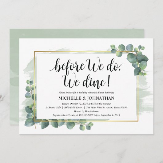 Eucalyptus Wedding Rehearsal Dinner Uitnodiging (Voorkant / Achterkant)