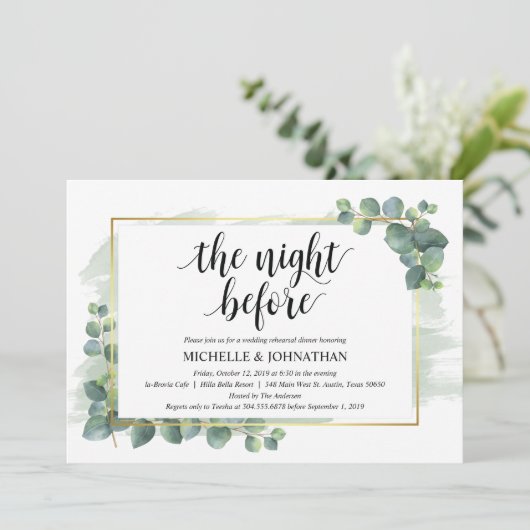 Eucalyptus Wedding Rehearsal Dinner Uitnodiging (Staand voorkant)