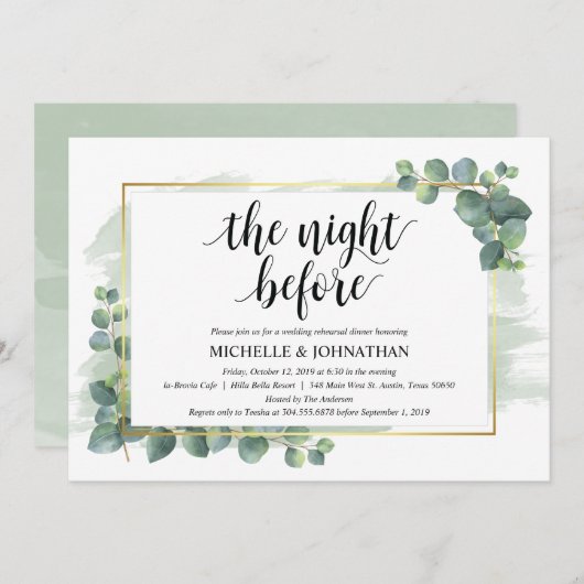 Eucalyptus Wedding Rehearsal Dinner Uitnodiging (Voorkant / Achterkant)