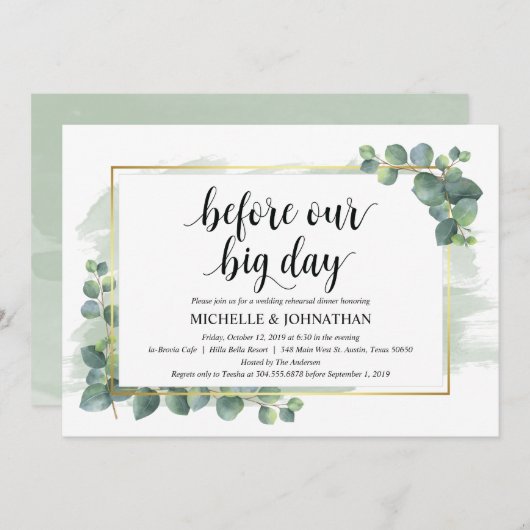 Eucalyptus Wedding Rehearsal Dinner Uitnodiging (Voorkant / Achterkant)