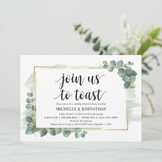Eucalyptus Wedding Rehearsal Dinner Uitnodiging (Staand voorkant)