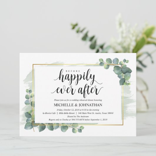 Eucalyptus Wedding Rehearsal Dinner Uitnodiging (Staand voorkant)