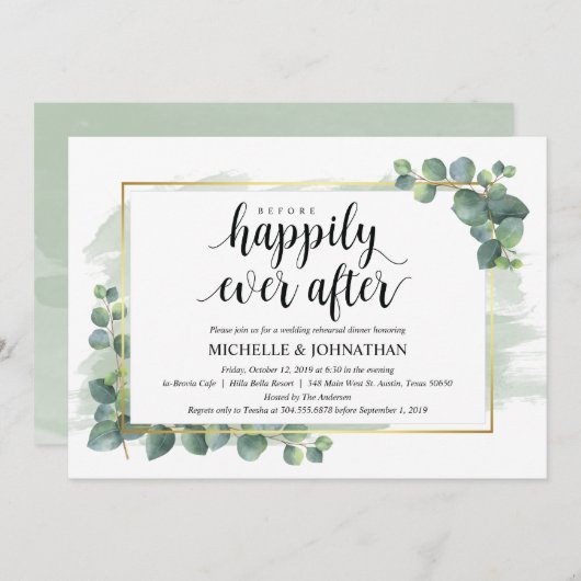 Eucalyptus Wedding Rehearsal Dinner Uitnodiging (Voorkant / Achterkant)