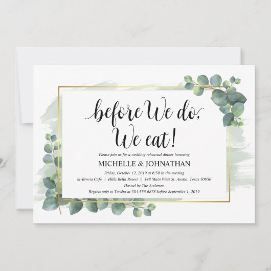 Eucalyptus Wedding Rehearsal Dinner Uitnodiging (Voorkant)