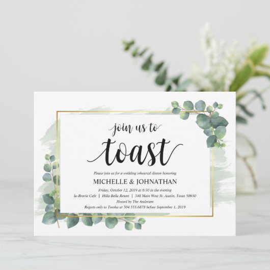 Eucalyptus Wedding Rehearsal Dinner Uitnodiging (Staand voorkant)