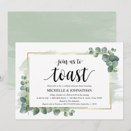 Eucalyptus Wedding Rehearsal Dinner Uitnodiging (Voorkant / Achterkant)