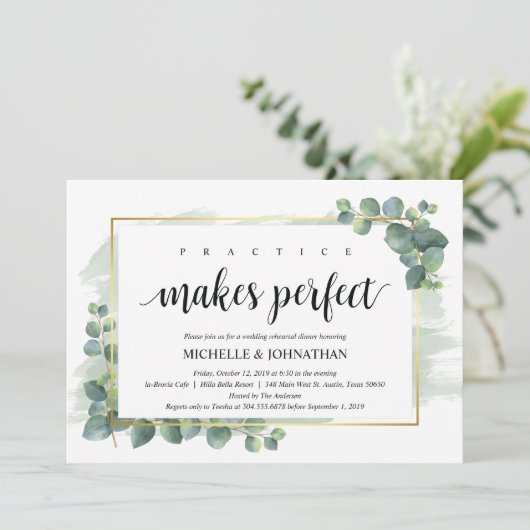 Eucalyptus Wedding Rehearsal Dinner Uitnodiging (Staand voorkant)