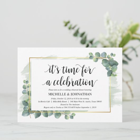 Eucalyptus Wedding Rehearsal Dinner Uitnodiging (Staand voorkant)