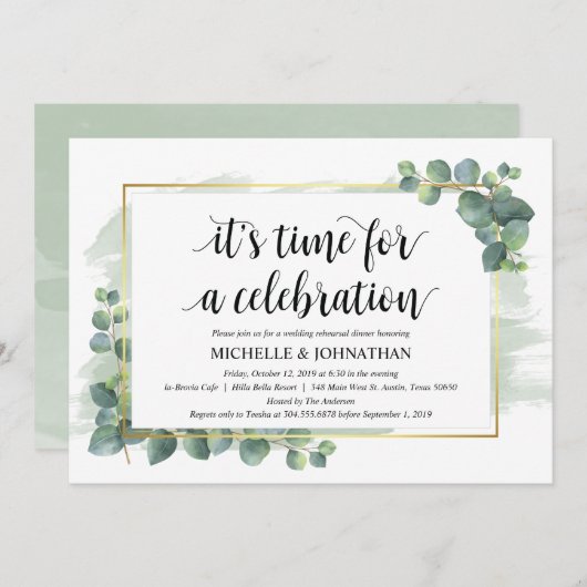 Eucalyptus Wedding Rehearsal Dinner Uitnodiging (Voorkant / Achterkant)