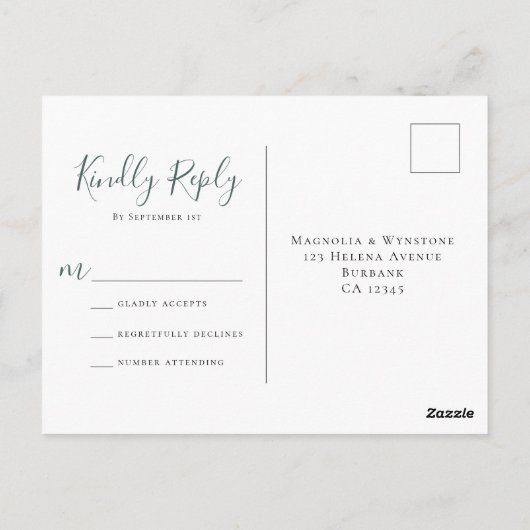 Eucalyptus Wedding RSVP Briefkaart (Achterkant)