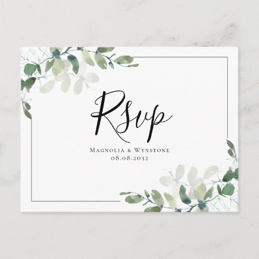 Eucalyptus Wedding RSVP Briefkaart (Voorkant)