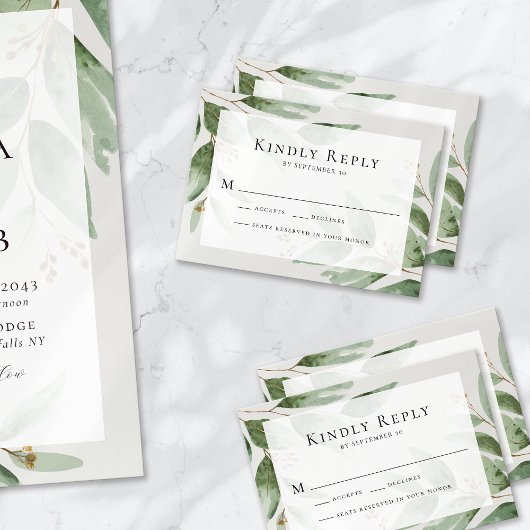 Eucalyptus Wedding RSVP Kaart Notitiekaartje
