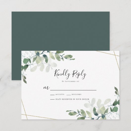 Eucalyptus Wedding RSVP Respons Kaart (Voorkant / Achterkant)