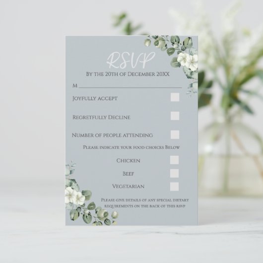 Eucalyptus Wedding RSVP Response Kaart (Staand voorkant)