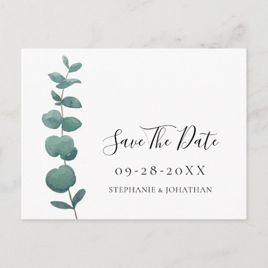 Eucalyptus Wedding Save the Date Briefkaart (Voorkant)