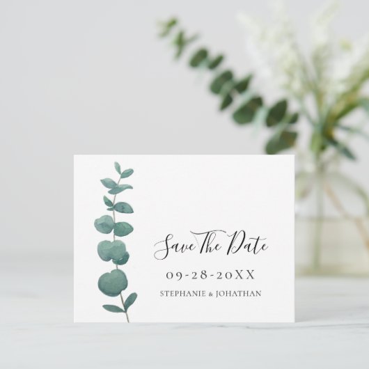 Eucalyptus Wedding Save the Date Briefkaart (Staand voorkant)