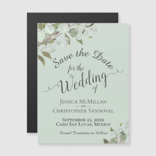 Eucalyptus Wedding Save the Date Calligraphy Mint Magnetische Uitnodiging