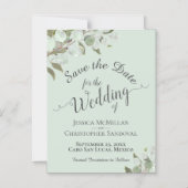 Eucalyptus Wedding Save the Date Calligraphy Mint Magnetische Uitnodiging (Voorkant)