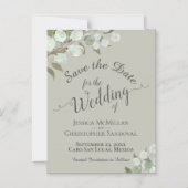 Eucalyptus Wedding Save the Date Calligraphy Sage Magnetische Uitnodiging (Voorkant)