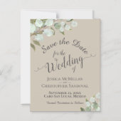 Eucalyptus Wedding Save the Date Calligraphy Taupe Magnetische Uitnodiging (Voorkant)
