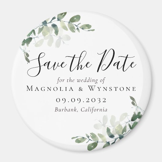 Eucalyptus Wedding Save the Date Magnet (Voorkant)