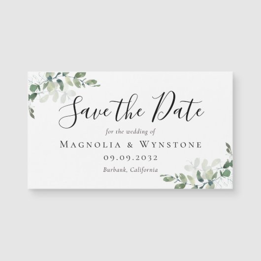 Eucalyptus Wedding Save the Date Magnetic Kaart (Voorkant)