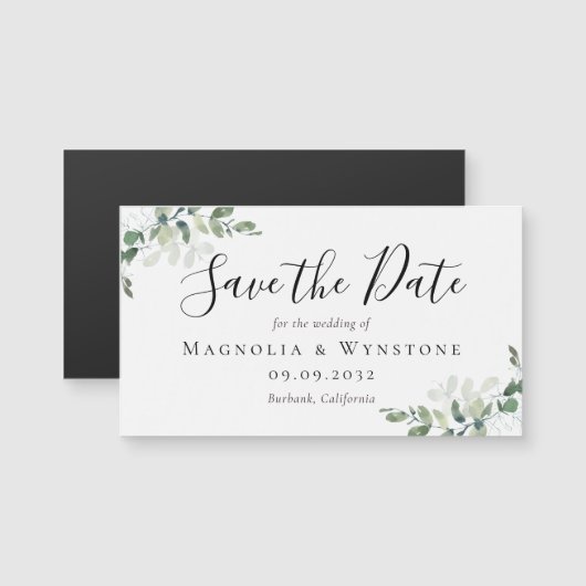 Eucalyptus Wedding Save the Date Magnetic Kaart (Voorkant / Achterkant)