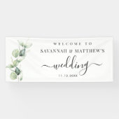 Eucalyptus Wedding Script Greenery Spandoek (Horizontaal)
