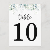 Eucalyptus Wedding Table Number (dubbelzijdig) Advieskaart (Voorkant)