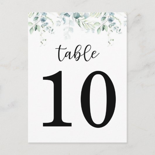 Eucalyptus Wedding Table Number (dubbelzijdig) Advieskaart (Voorkant)