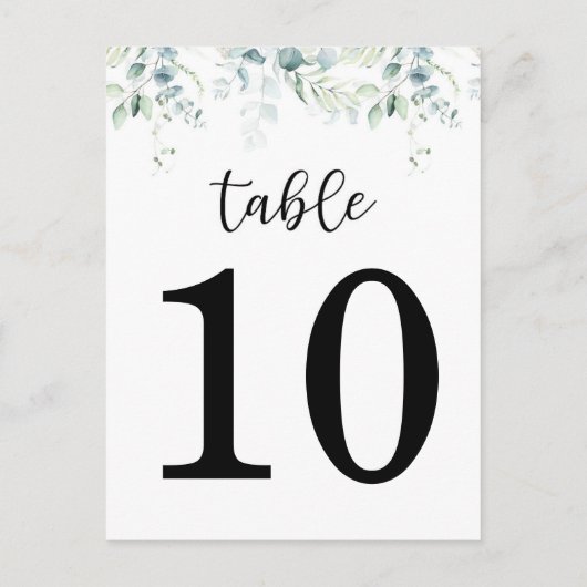 Eucalyptus Wedding Table Number (dubbelzijdig) Advieskaart (Achterkant)
