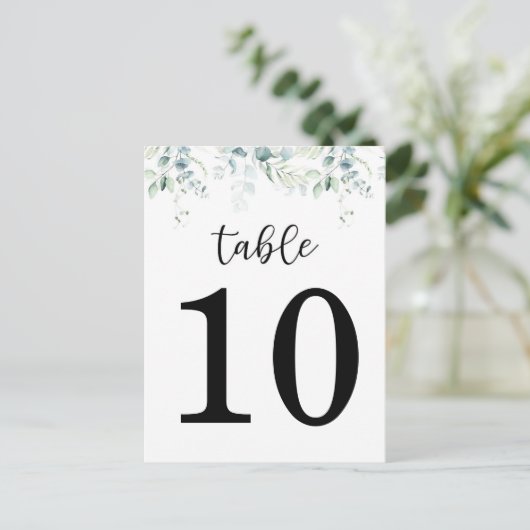 Eucalyptus Wedding Table Number (dubbelzijdig) Advieskaart (Staand voorkant)