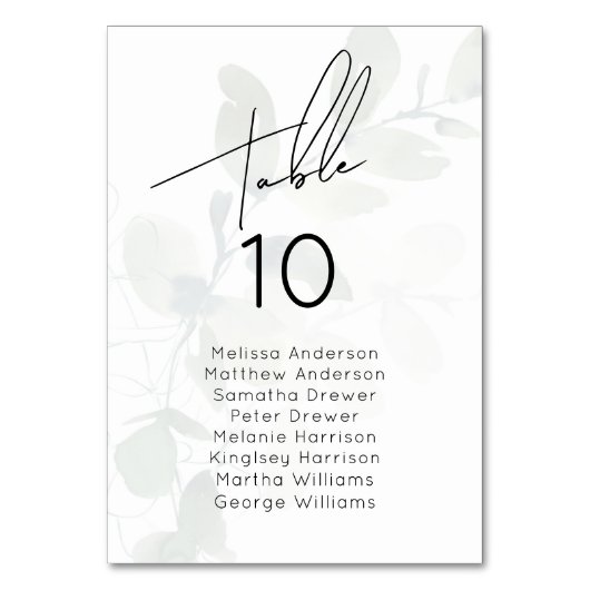 Eucalyptus Wedding Table Zetel Kaart (Voorkant)