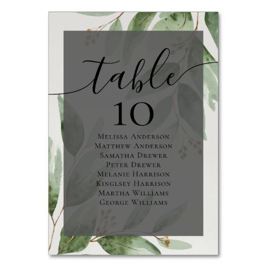Eucalyptus Wedding Table Zetel Kaart (Achterkant)