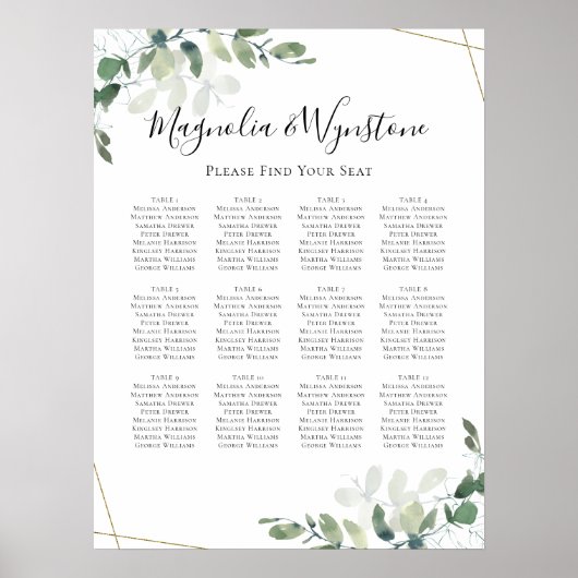 Eucalyptus Wedding Table Zetel Poster (Voorkant)