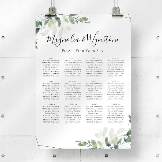 Eucalyptus Wedding Table Zetel Poster